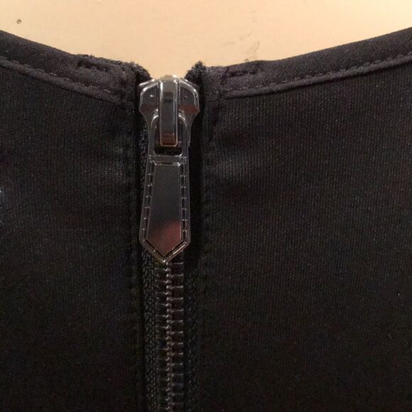 Reed stripe sky blue scuba fabric stretch midi, Lg - Picture 5 of 6